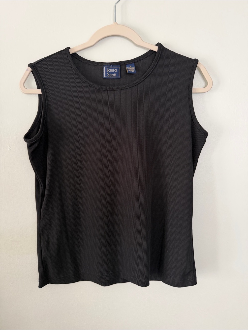 Laura Scott Black Ribbed Sleeveless Top